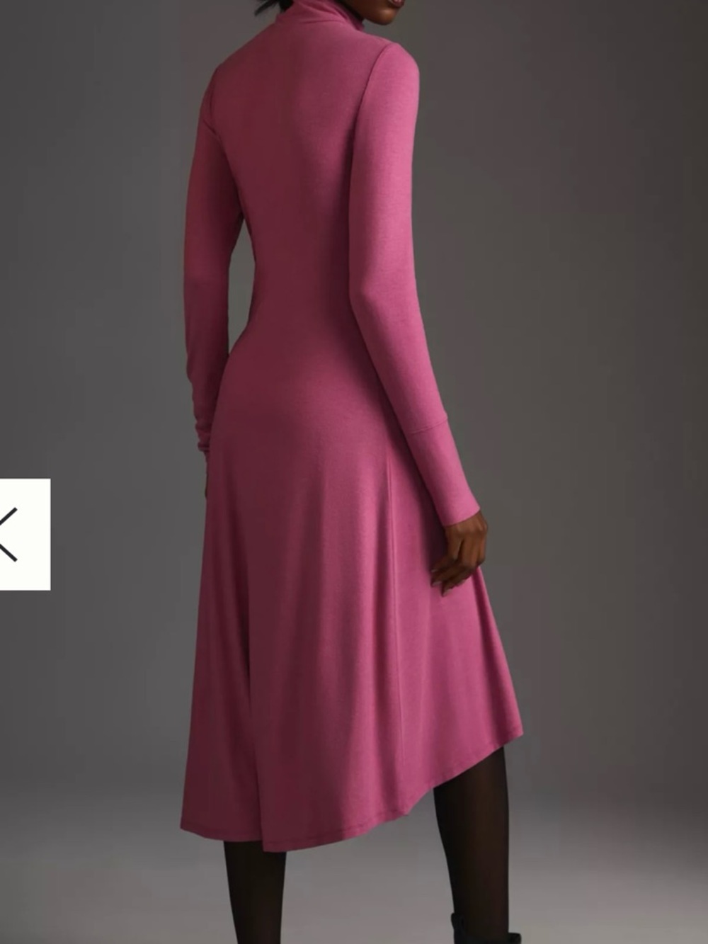 Anthropologie Rose-Magenta High-Low Turtleneck Midi Dress